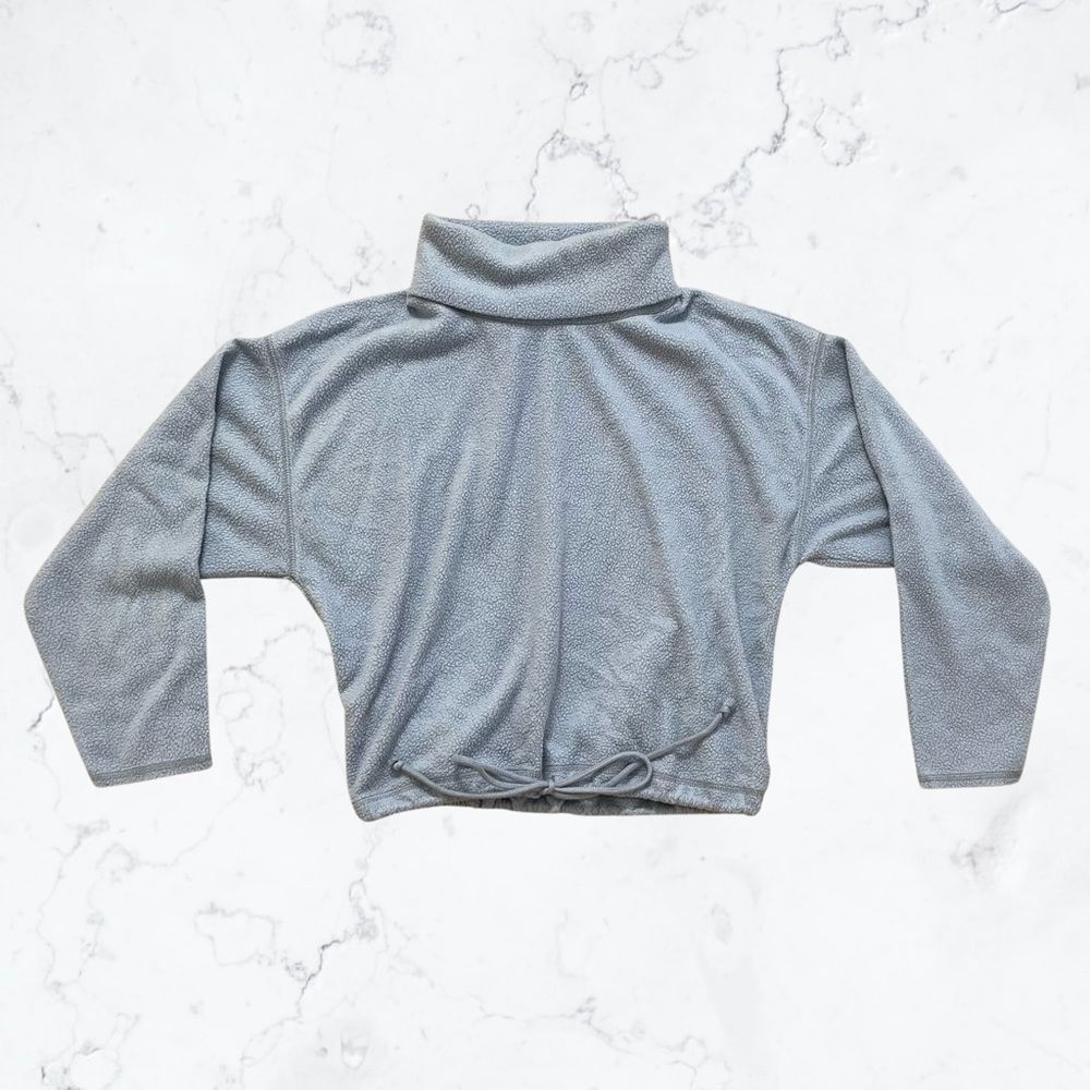 Aerie Light Baby Blue Soft Turtleneck Drawstring Pullover Optional Crop Sweater